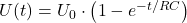  U(t) = U_0 \cdot \left(1 - e^{-t/RC}\right) 